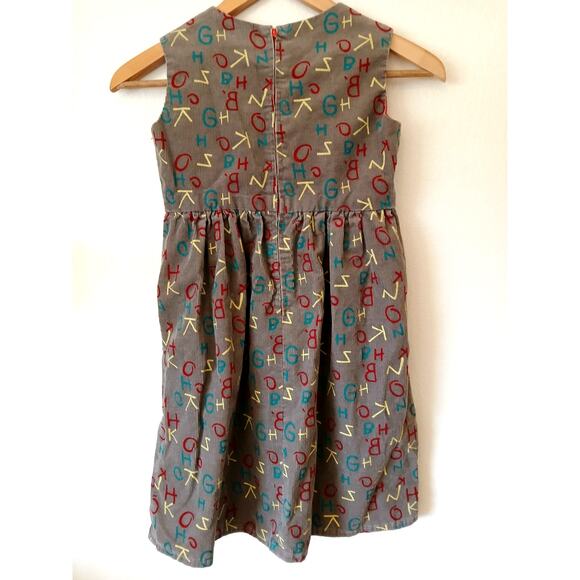 Vintage Handmade Brown Corduroy Alphabet Dress With Pockets - Picture 2 of 5